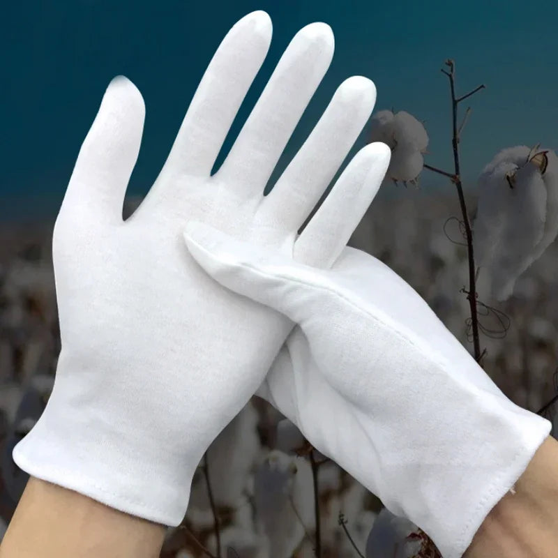 1-20pairs White Cotton Work Gloves for Clean Material Handling