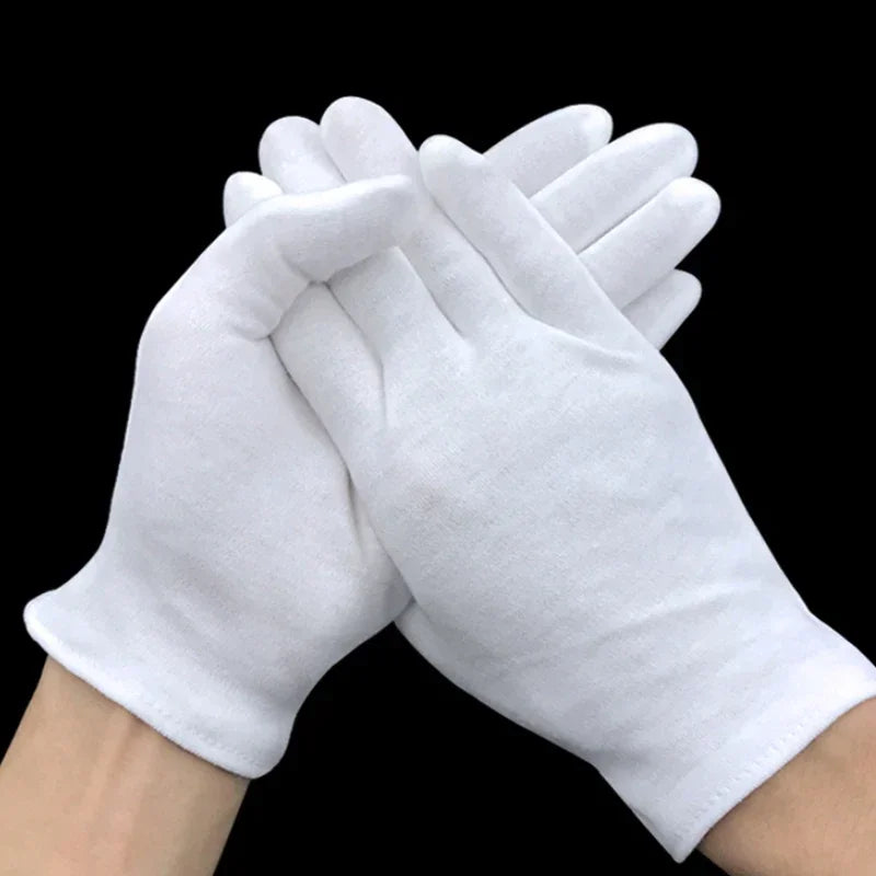 1-20pairs White Cotton Work Gloves for Clean Material Handling