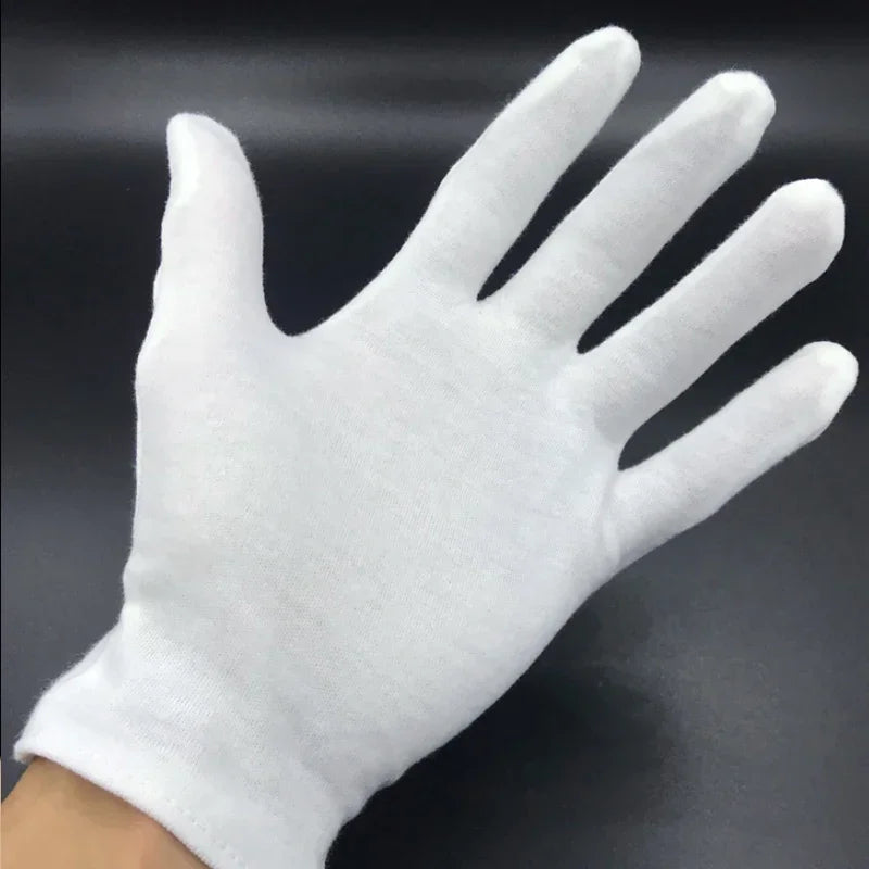 1-20pairs White Cotton Work Gloves for Clean Material Handling