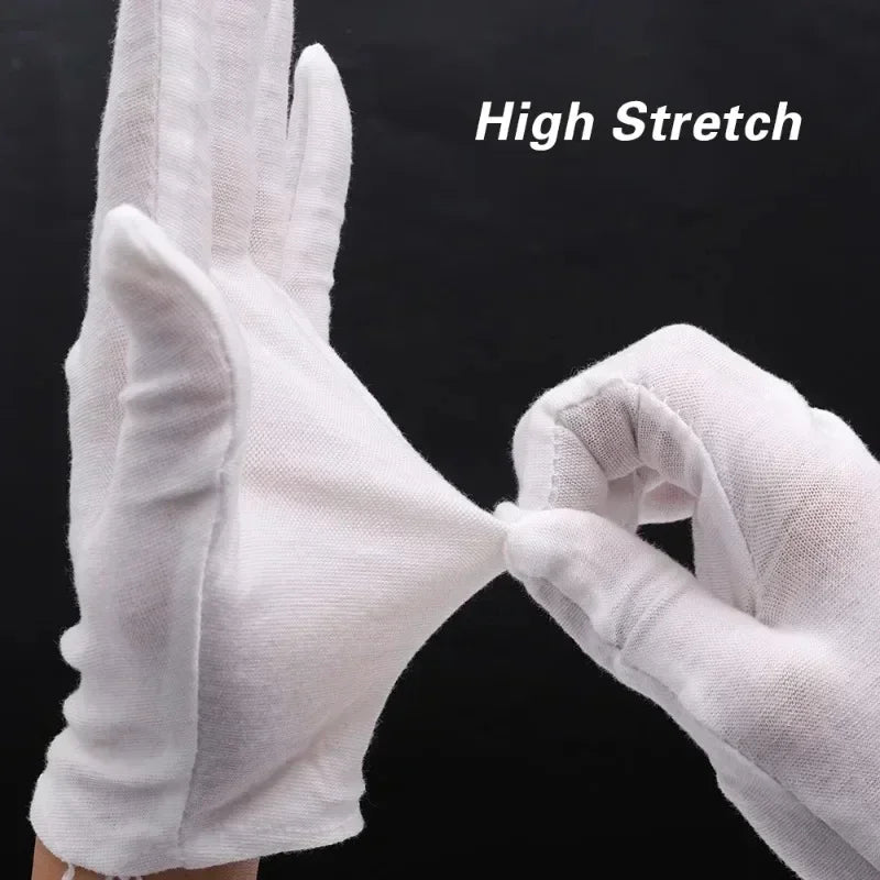 1-20pairs White Cotton Work Gloves for Clean Material Handling